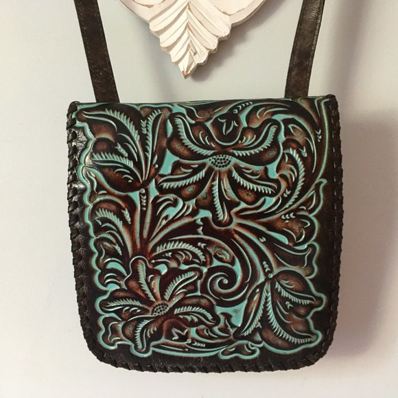 Patricia Nash Handbags - Patricia Nash Leather Purse with Floral Turquoise Design.